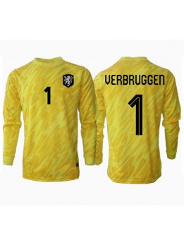 Niederlande Bart Verbruggen #1 Torwart Auswärtstrikot EM 2024 Langarm